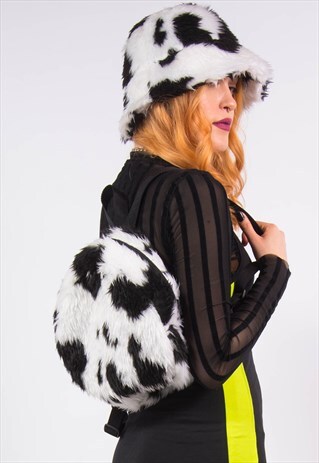 Y2K STYLE COW PRINT RUCKSACK BACKPACK