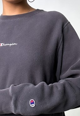 Black 90s Champion Reverse Weave Embroidered Sweatshirt