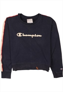 Vintage 90's Champion Sweatshirt Spellout Crew Neck Navy