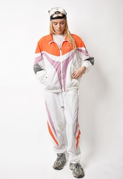 Ellesse 80s shell suit in white multi women Vintage retro