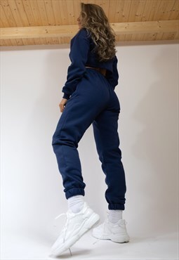 Navy Crop Sweatshirt Jumper Loungewear