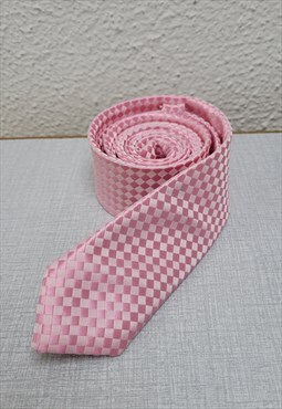 Pink Slim Tie Formal Pattern Necktie for Men