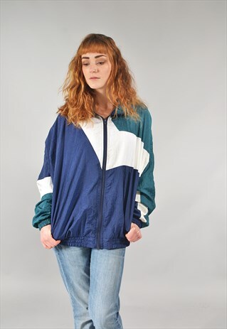 VINTAGE TEAL & NAVY BOMBER JACKET