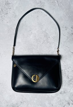 Christian Dior Shoulder Bag Authentic Leather Navy Dark Blue