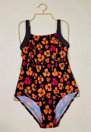 Vintage 90's Y2K Hibiscus Print Floral Patterned Swimsuit