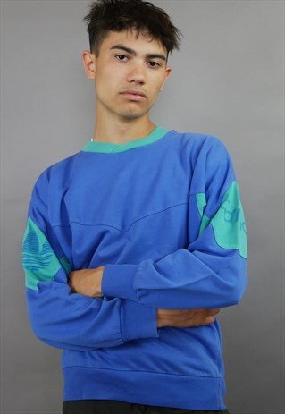 BLUE & TURQUOISE ADIDAS ORIGINALS PANELLED SWEATSHIRT