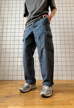 Vintage LEVIS All Duty Cargo Pants Denim Workwear 90s Blue