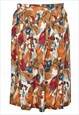Vintage Floral Print Flared Skirt - M