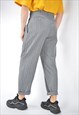 VINTAGE GREY STRIPED CLASSIC 80'S STRAIGHT SUIT TROUSERS 