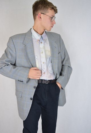 VINTAGE BLACK WHITE CHECKERED OVERSIZE BLAZER