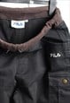 VINTAGE FILA RUCHED LEG JOGGER SCRUB PANTS TROUSERS BLACK