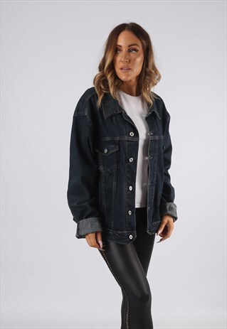 VINTAGE DENIM JACKET OVERSIZED FITTED UK 16 XL (Q4G)