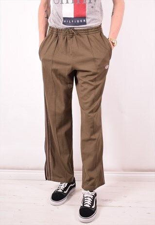 ADIDAS MENS VINTAGE TRACKSUIT TROUSERS LARGE KHAKI 90S
