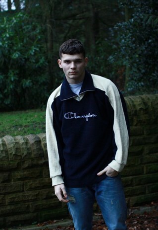 VINTAGE CHAMPION 1/4 ZIP SHERPA STYLE FLEECE