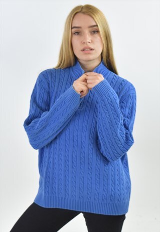 VINTAGE 90S BLUE RALPH LAUREN ZIP UP SWEATER