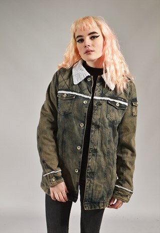 VINTAGE O'NEIL FADED SHERPA DENIM JACKET