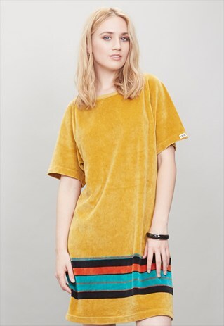 VINTAGE MUSTARD 70'S VELVET DRESS