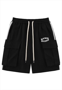Cargo pocket utility shorts premium skater pants in black