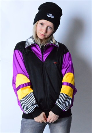 VINTAGE 80S COLOUR BLOCK TRACK JACKET