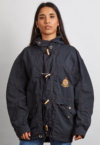 VINTAGE 90'S UNO YATCHING BY ELLESSE BLACK PARKA JACKET