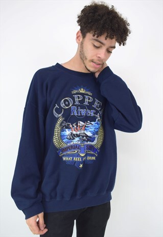 VINTAGE 90'S COPPER RIVER NAVY SWEATSHIRT