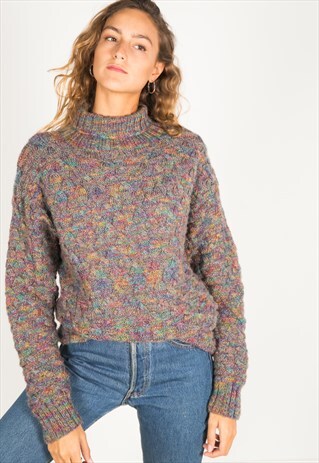 VINTAGE 80S KNIT TURTLE NECK JUMPER / R2875