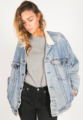 VINTAGE 80'S LEVI'S CONTRAST COLLAR DENIM JACKET / R604