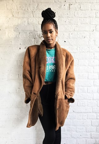 SHEARLING JACKET/COAT WITH FLEECE LINING (1990'S/LADIES)