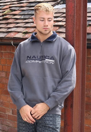 GREY NAUTICA COMPETITION QUARTER ZIP SWEATSHIRT