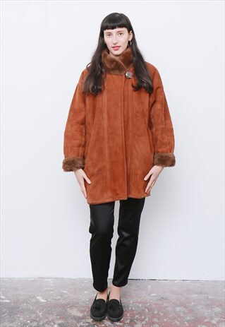 VINTAGE 1980'S OVERSIZED SHEARLING SHEEPSKIN SWING COAT