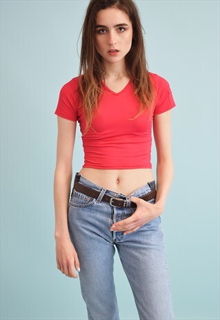 90'S RETRO MINIMALIST LYCRA TEEN CROP TOP