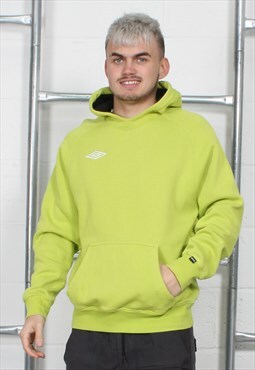 Vintage Umbro Pullover Hoodie in Lime Green with Logo XL