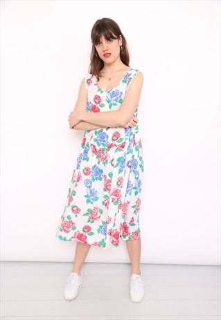 VINTAGE 90S FLORAL PRINT MIDI DRESS