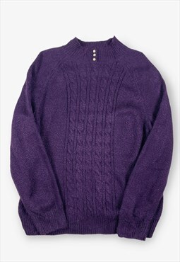 Vintage cable knit jumper deep purple large BV16306