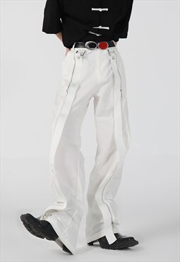 Zipper Streamer Pants in White