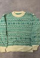 VINTAGE KNITTED JUMPER ABSTRACT PATTERNED KNIT SWEATER