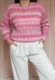 VINTAGE 90S HAND KNIT JUMPER IN PINK