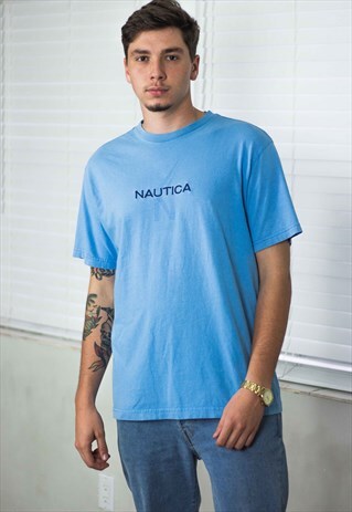 VINTAGE NAUTICA T-SHIRT LOGO 90S L 7.8