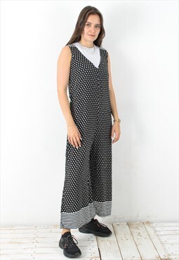 Women's S Overall Jumpsuit Made In Italy Polka Dot Striped 