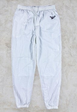 Vintage Reebok White Track Pants Tracksuit Bottoms Large
