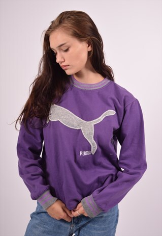 VINTAGE PUMA SWEATSHIRT JUMPER PURPLE