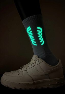 Neon Cotton Socks With While Design