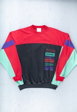 90s Adidas Colourblock Spell Out  Logo Sweatshirt - B2940