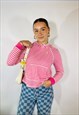 VINTAGE 90S RALPH LAUREN SIZE S STRIPE HOODIE IN PINK
