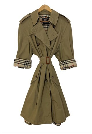 OVERSIZED VINTAGE BURBERRY TRENCH COAT FOR MEN, WITH BELT. L