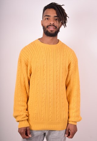 GANT MENS VINTAGE JUMPER SWEATER MEDIUM YELLOW 90S