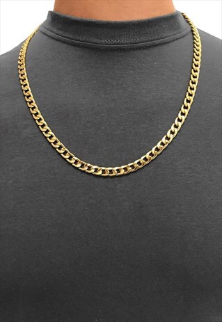 8mm 18" 8K Gold Plated Curb Necklace Chain | 54 Floral Clothing | ASOS