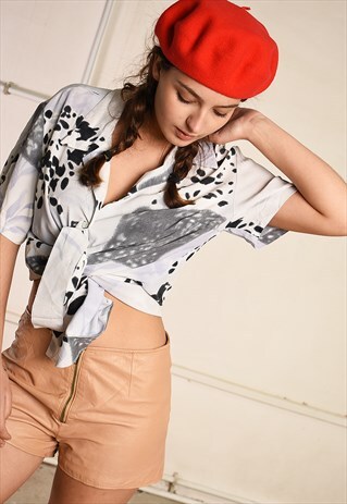 Y2K RETRO ABSTRACT PRINT MINIMALIST PARIS CHIC SHIRT TOP