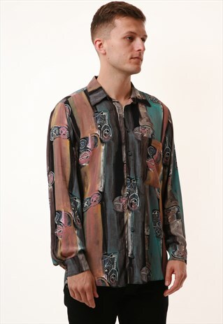 90S VINTAGE OLDSCHOOL VISCOSE PATTERN SHIRT 16017