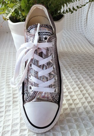 METALLIC SILVER CANVAS ALL STAR CONVERSE UK4